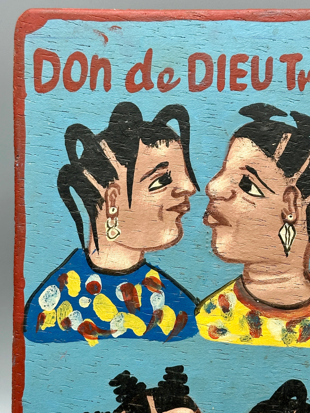 Original Small Beauty Salon Sign Painting on Wood from Benin