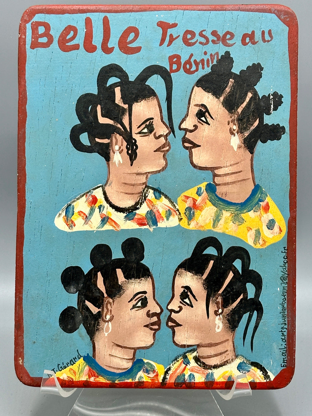 Original Small Beauty Salon Sign Painting on Wood from Benin
