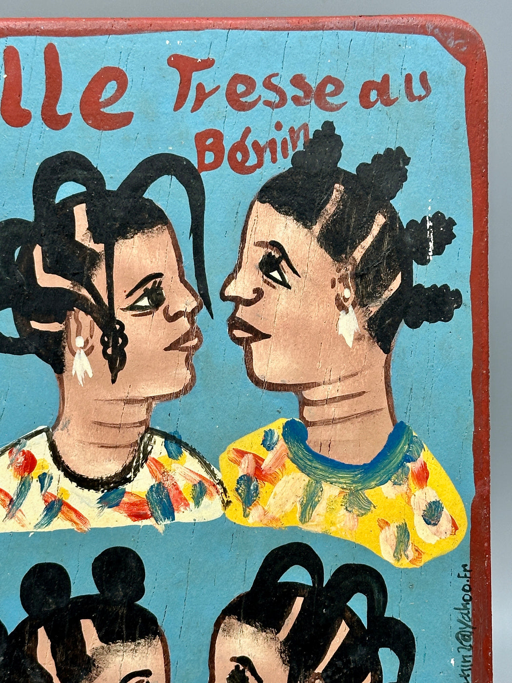 Original Small Beauty Salon Sign Painting on Wood from Benin