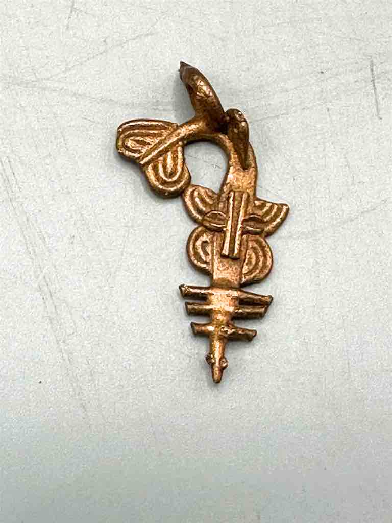Small African Brass Sawfish Pendant - left oriented tail - Ghana