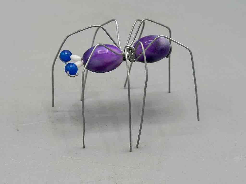 Beaded Wire Decor African Small Purple Spider Insect