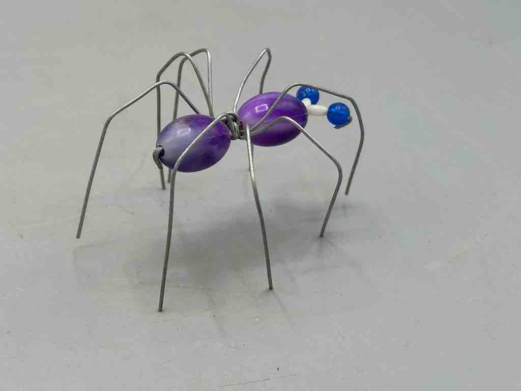 Beaded Wire Decor African Small Purple Spider Insect