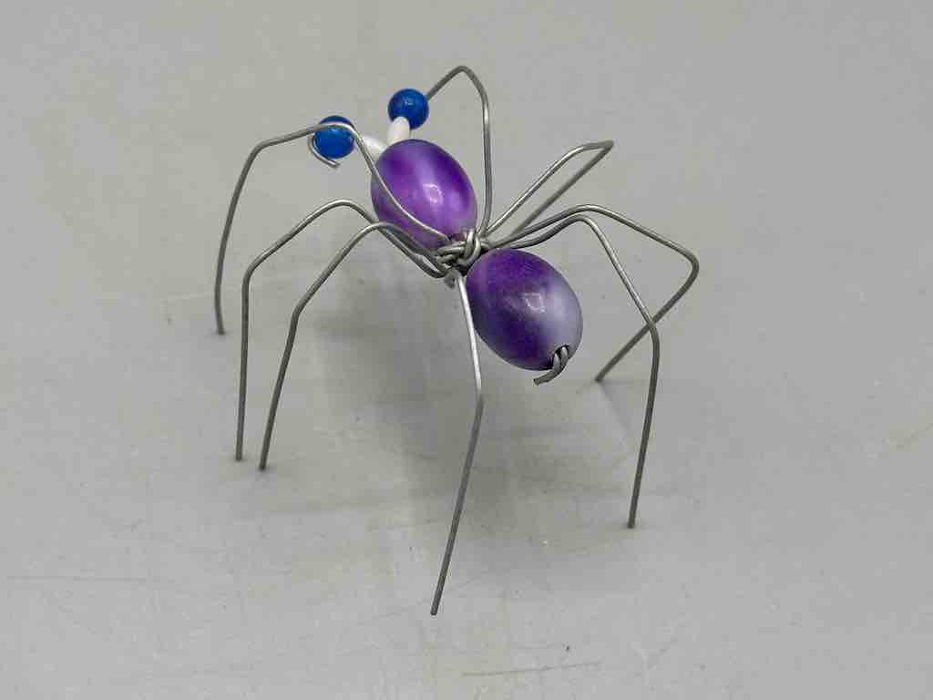 Beaded Wire Decor African Small Purple Spider Insect