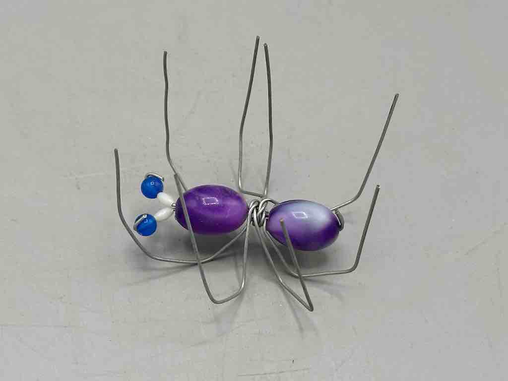 Beaded Wire Decor African Small Purple Spider Insect