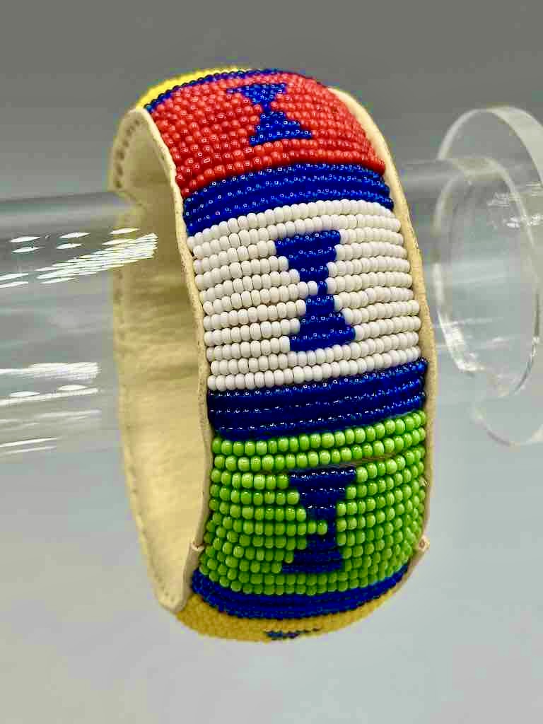 Bowtie Design Wide Beaded Leather Bracelet - Mali