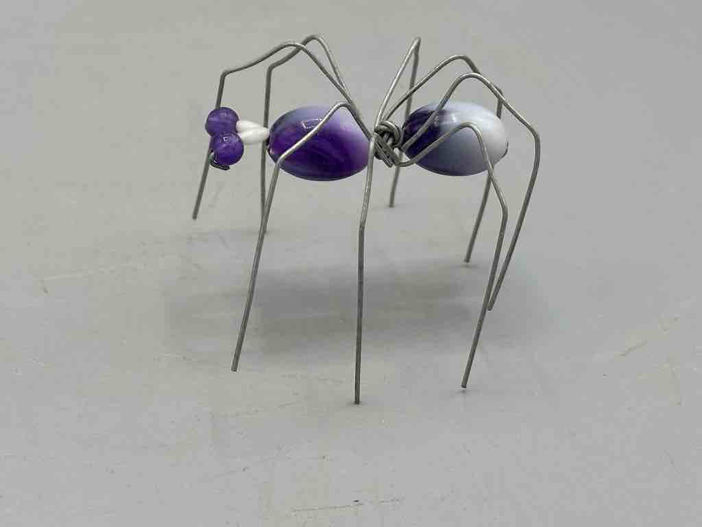 Beaded Wire Decor African Small Purple Spider Insect