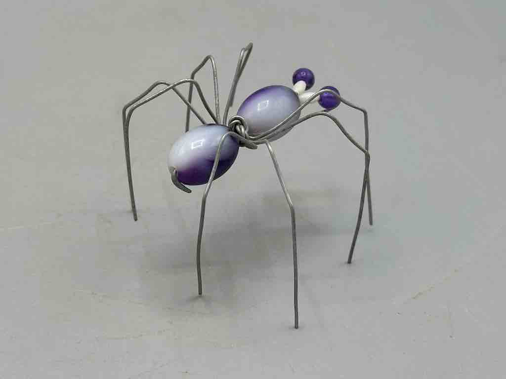 Beaded Wire Decor African Small Purple Spider Insect