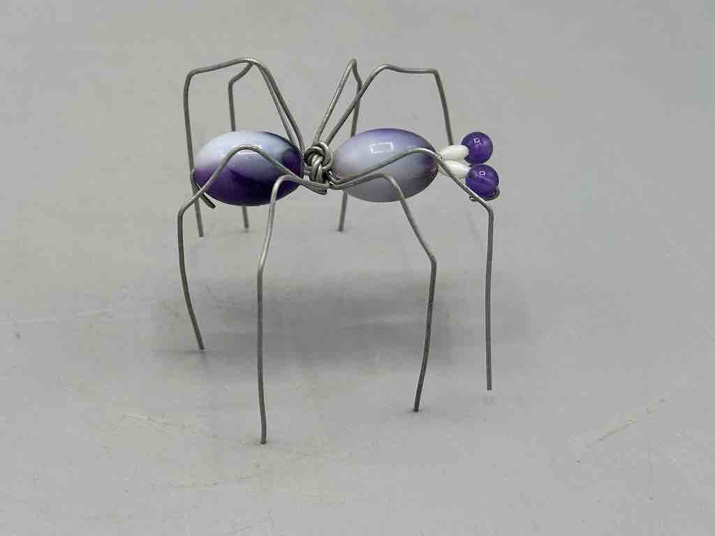 Beaded Wire Decor African Small Purple Spider Insect