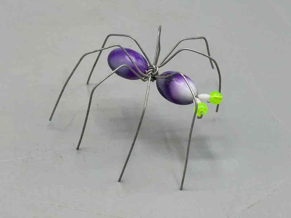 Beaded Wire Decor African Small Purple Spider Insect