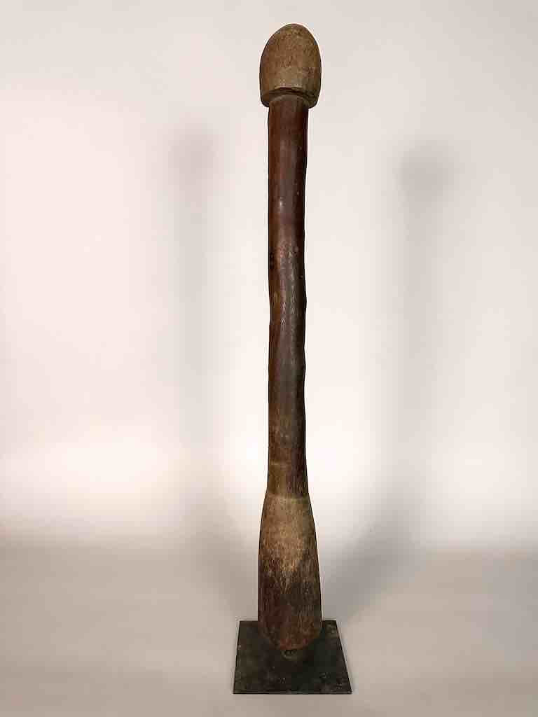 Very Old Used Phallic Motif Pestle, on Base - Ivory Coast
