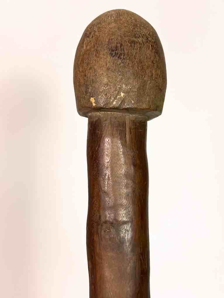 Very Old Used Phallic Motif Pestle, on Base - Ivory Coast
