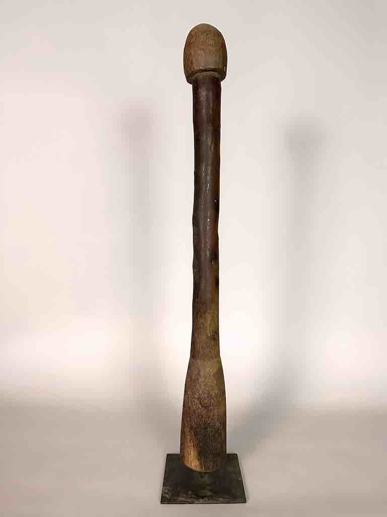 Very Old Used Phallic Motif Pestle, on Base - Ivory Coast
