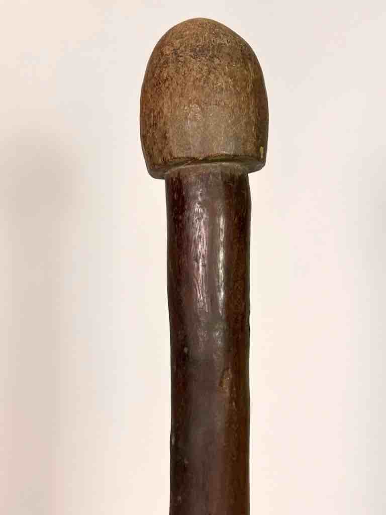 Very Old Used Phallic Motif Pestle, on Base - Ivory Coast