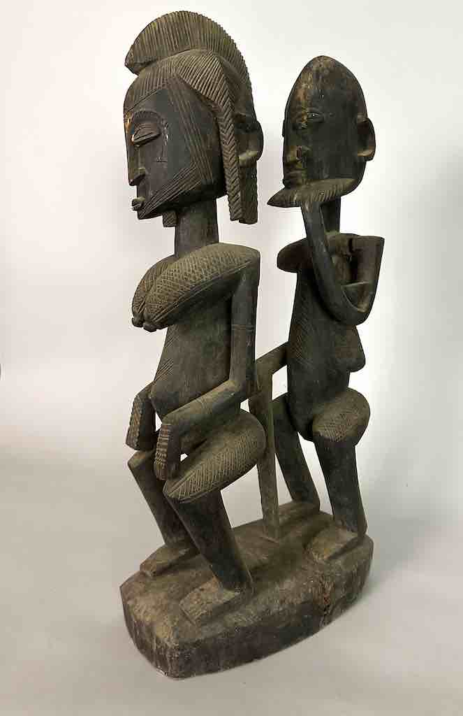 Dogon In-Line Primordial Couple Ancestor Spirit Statue | 23" - Mali
