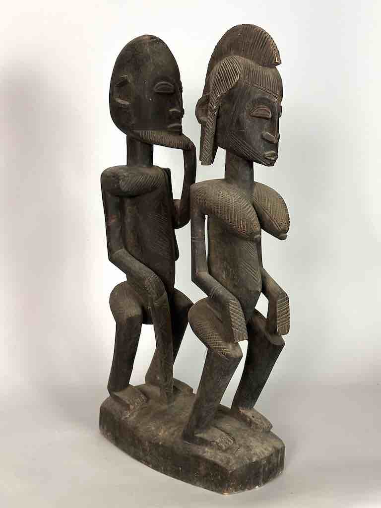 Dogon In-Line Primordial Couple Ancestor Spirit Statue | 23" - Mali