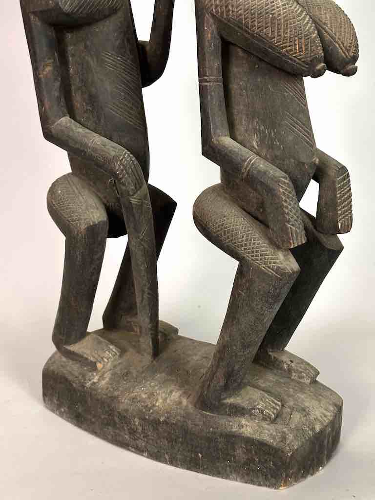 Dogon In-Line Primordial Couple Ancestor Spirit Statue | 23" - Mali
