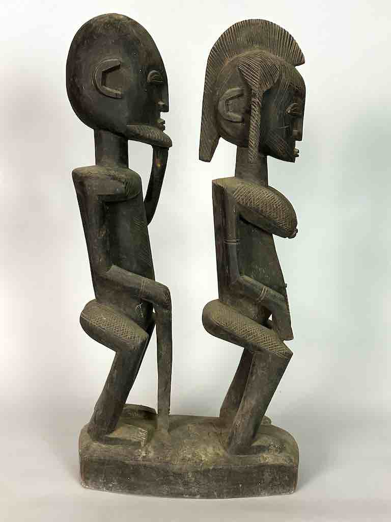 Dogon In-Line Primordial Couple Ancestor Spirit Statue | 23" - Mali
