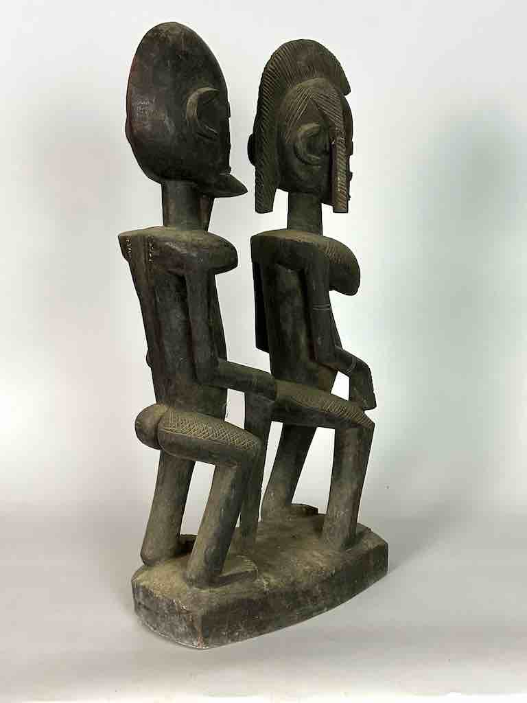 Dogon In-Line Primordial Couple Ancestor Spirit Statue | 23" - Mali