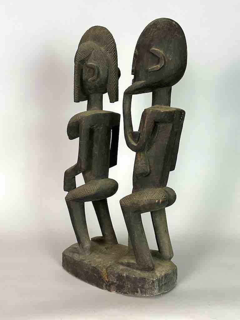 Dogon In-Line Primordial Couple Ancestor Spirit Statue | 23" - Mali