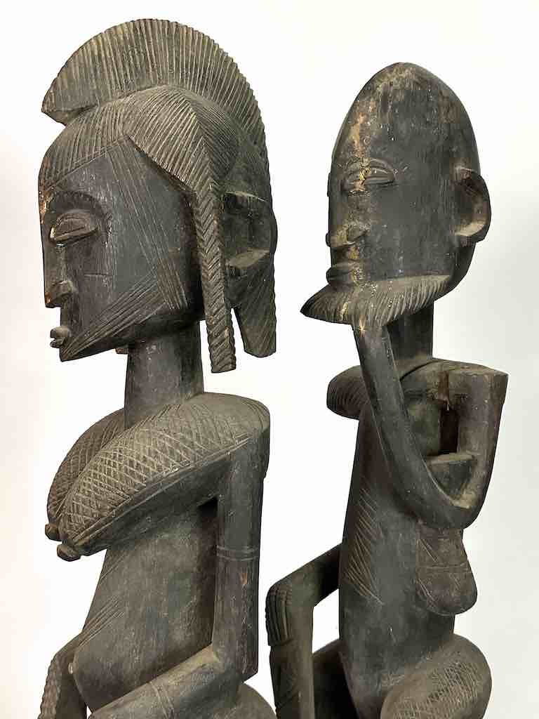 Dogon In-Line Primordial Couple Ancestor Spirit Statue | 23" - Mali