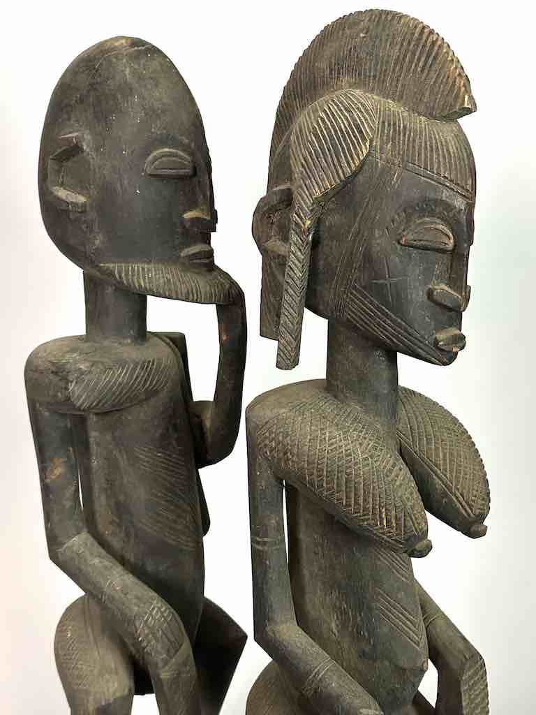 Dogon In-Line Primordial Couple Ancestor Spirit Statue | 23" - Mali