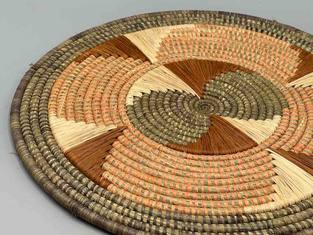 Large Flat Batwa Raffia Plate - Uganda