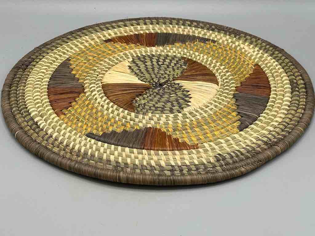 Large Flat Batwa Raffia Plate - Uganda