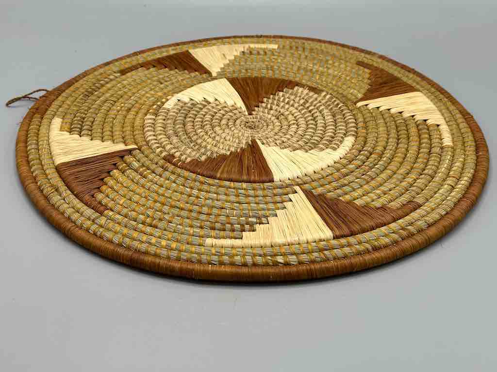 Large Flat Batwa Raffia Plate - Uganda