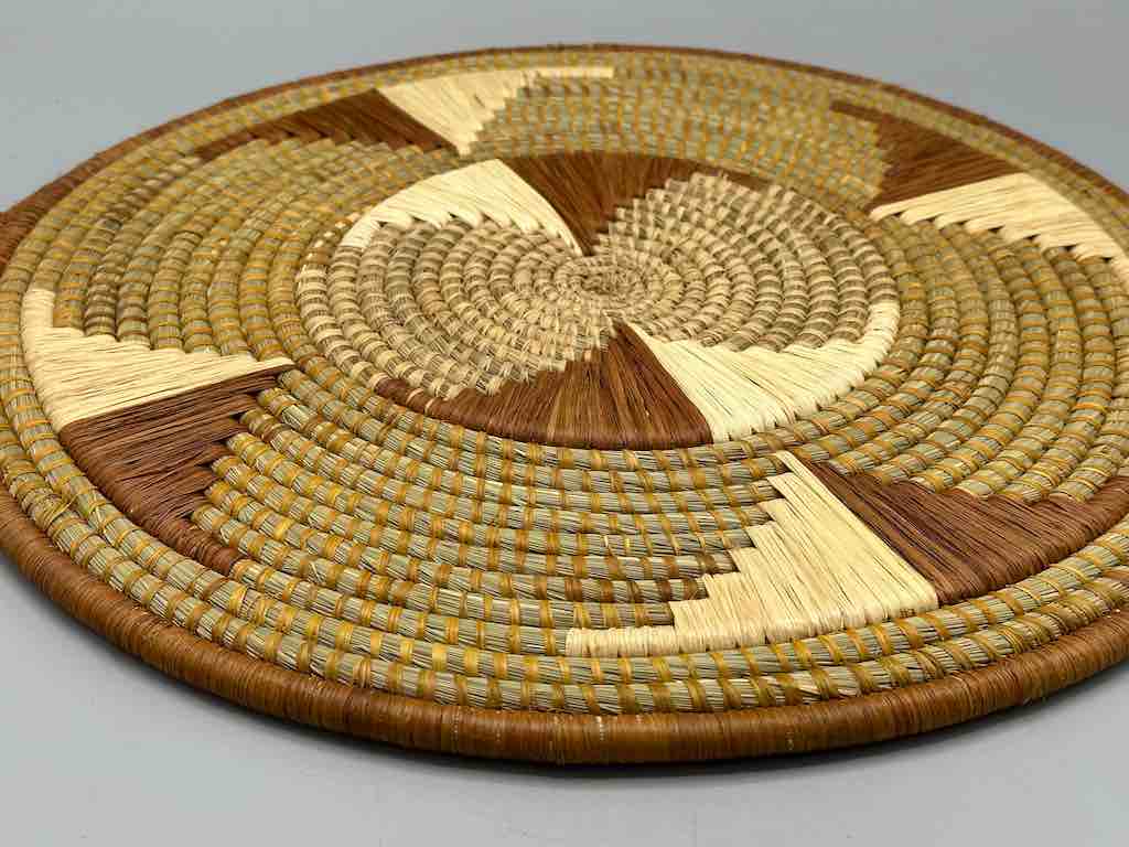 Large Flat Batwa Raffia Plate - Uganda