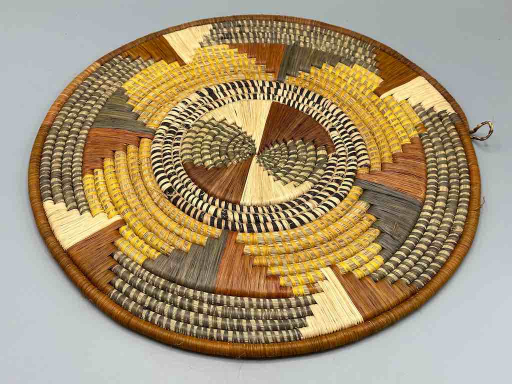 Large Flat Batwa Raffia Plate - Uganda