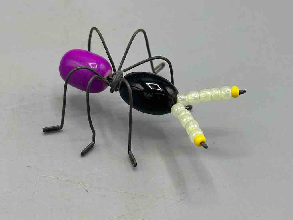Beaded Wire Decor African Small Black/Grape Ant Insect