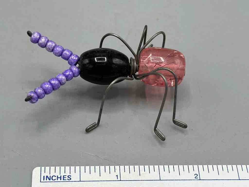 Beaded Wire Decor African Small Black/Peach Ant Insect