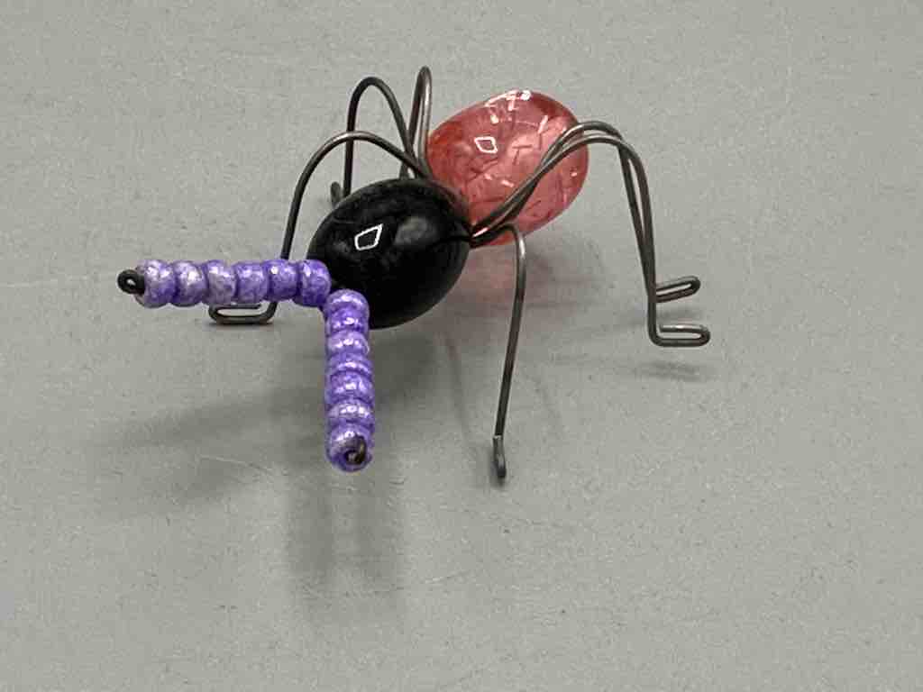 Beaded Wire Decor African Small Black/Peach Ant Insect