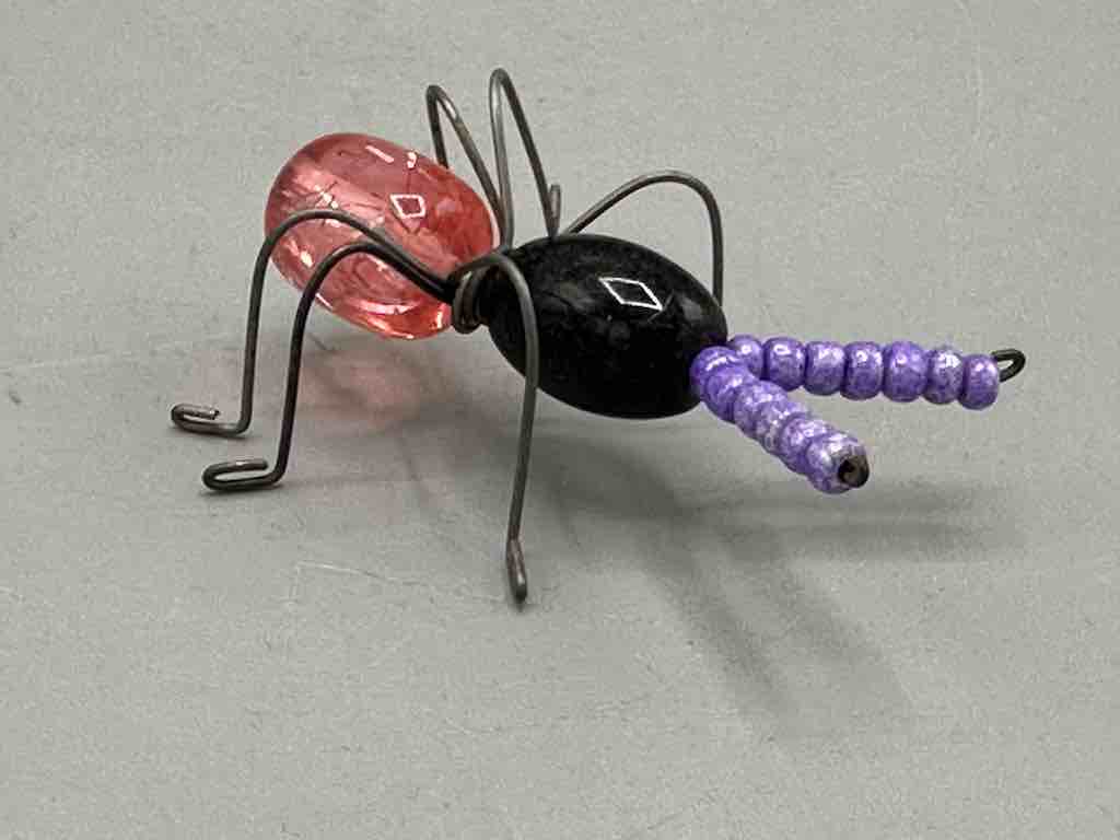 Beaded Wire Decor African Small Black/Peach Ant Insect
