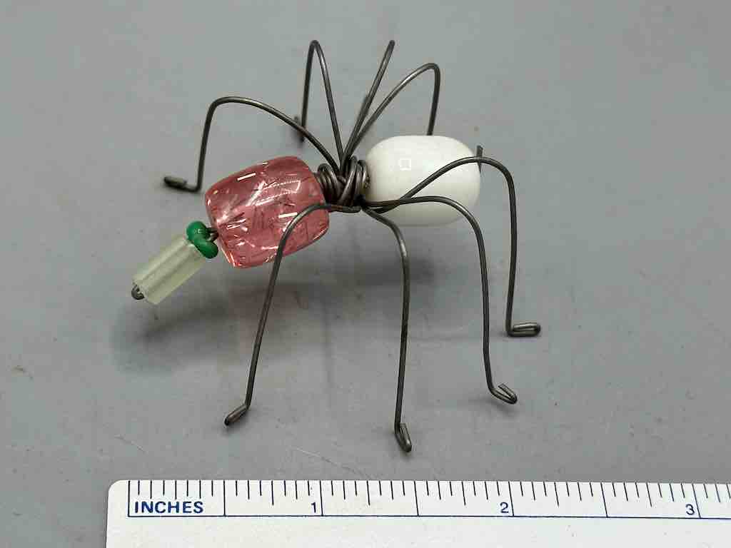 Beaded Wire Decor African Small Peach/White Spider Insect