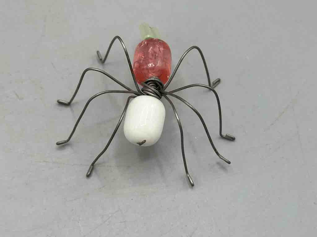 Beaded Wire Decor African Small Peach/White Spider Insect