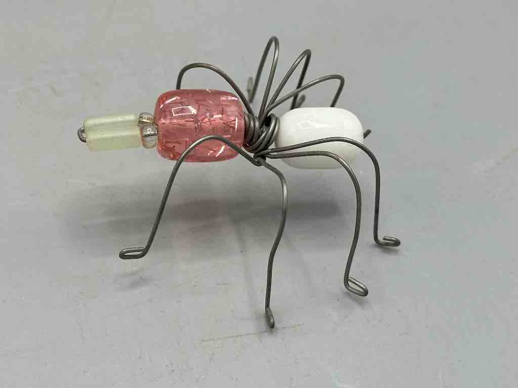 Beaded Wire Decor African Small Peach/White Spider Insect