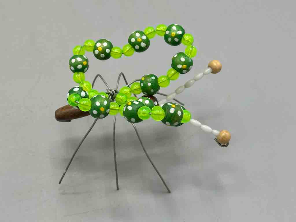 Beaded Wire Decor African Small Green Butterfly Insect