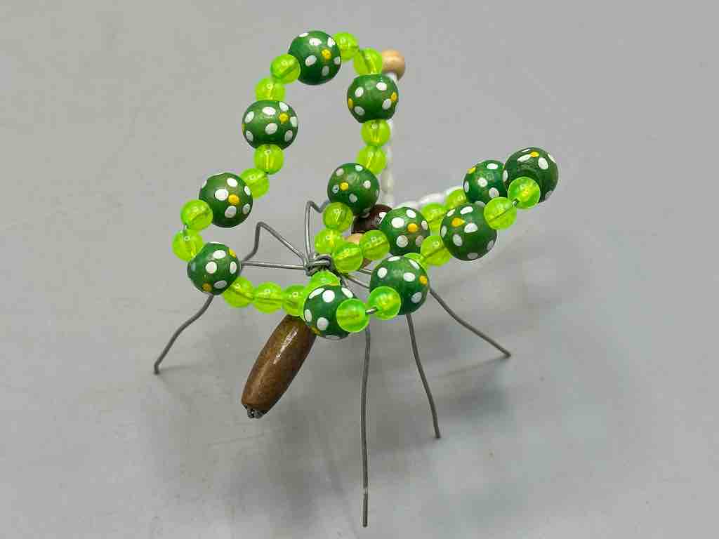 Beaded Wire Decor African Small Green Butterfly Insect