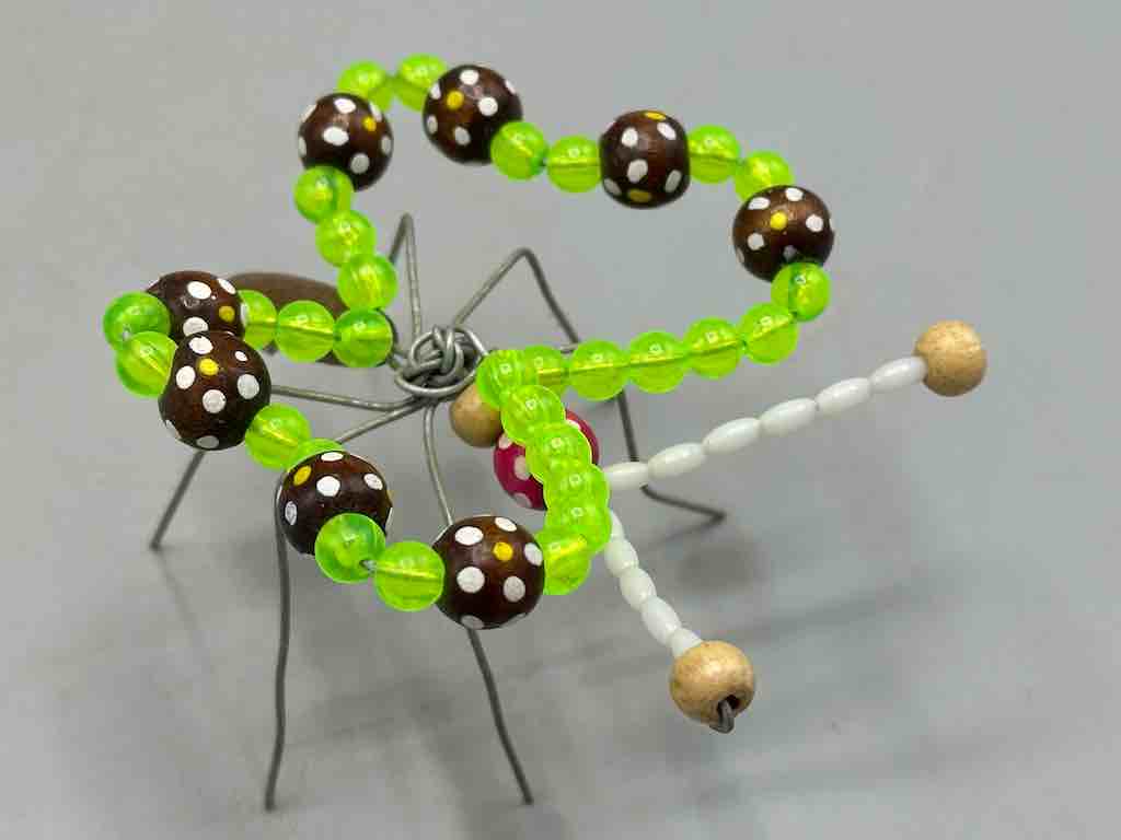 Beaded Wire Decor African Small Green Butterfly Insect