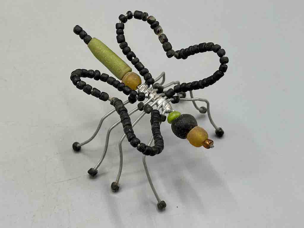 Beaded Wire Decor African Powderglass Black Butterfly Insect