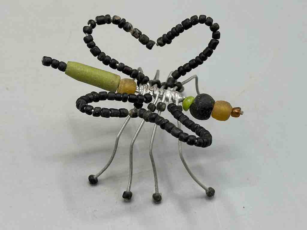 Beaded Wire Decor African Powderglass Black Butterfly Insect