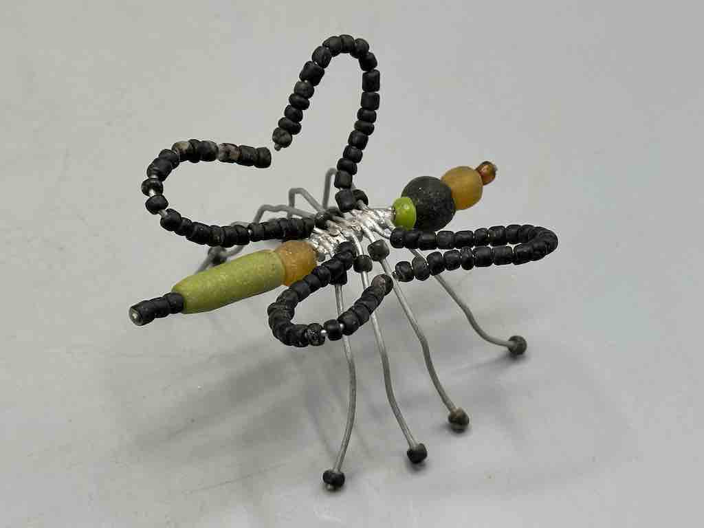 Beaded Wire Decor African Powderglass Black Butterfly Insect