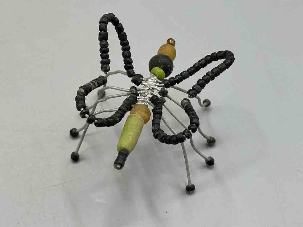 Beaded Wire Decor African Powderglass Black Butterfly Insect
