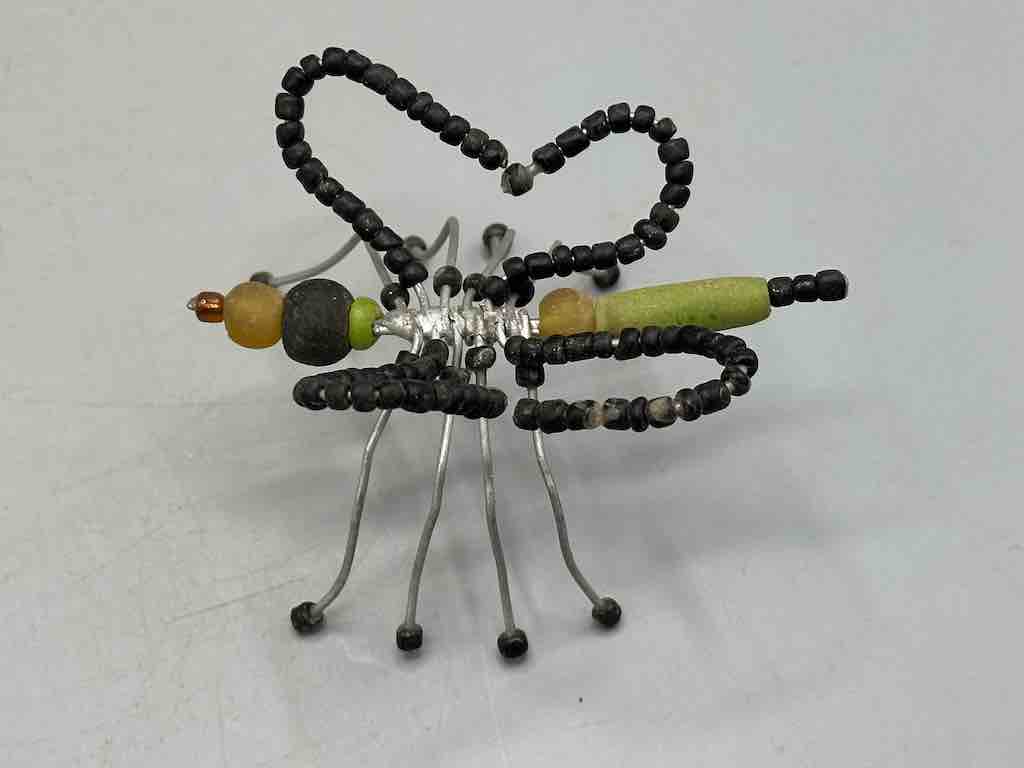 Beaded Wire Decor African Powderglass Black Butterfly Insect