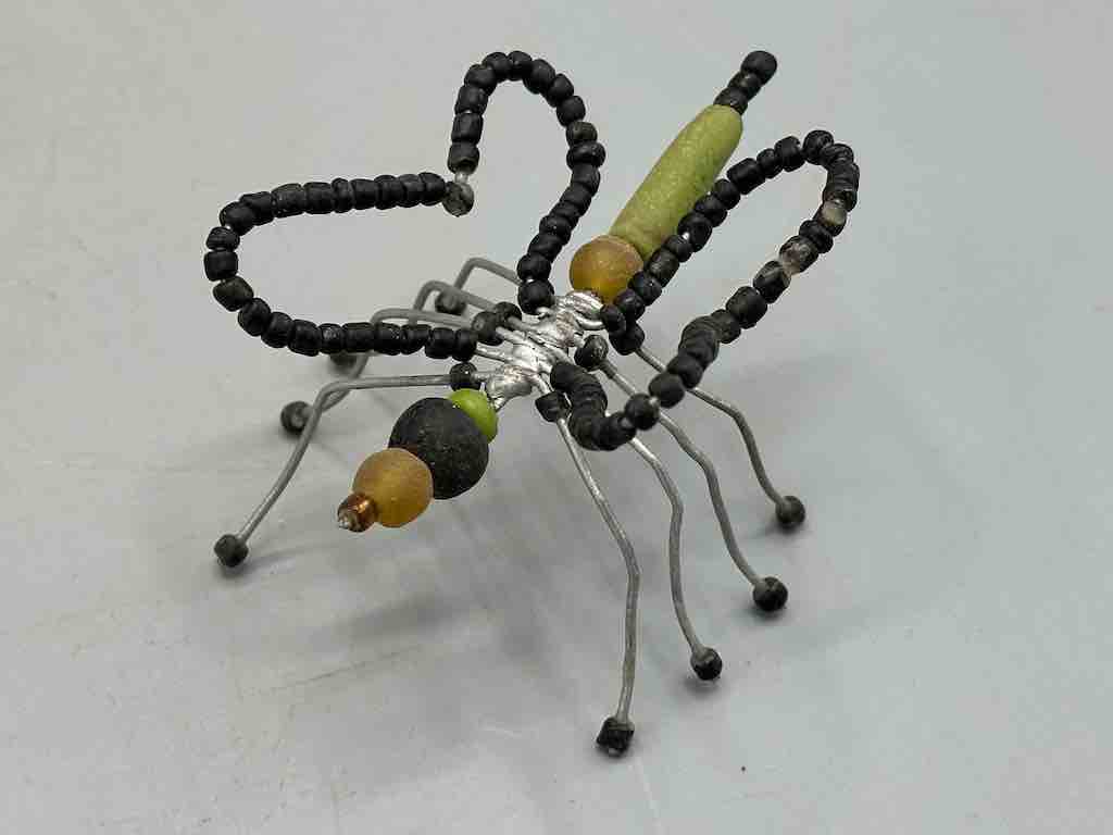Beaded Wire Decor African Powderglass Black Butterfly Insect