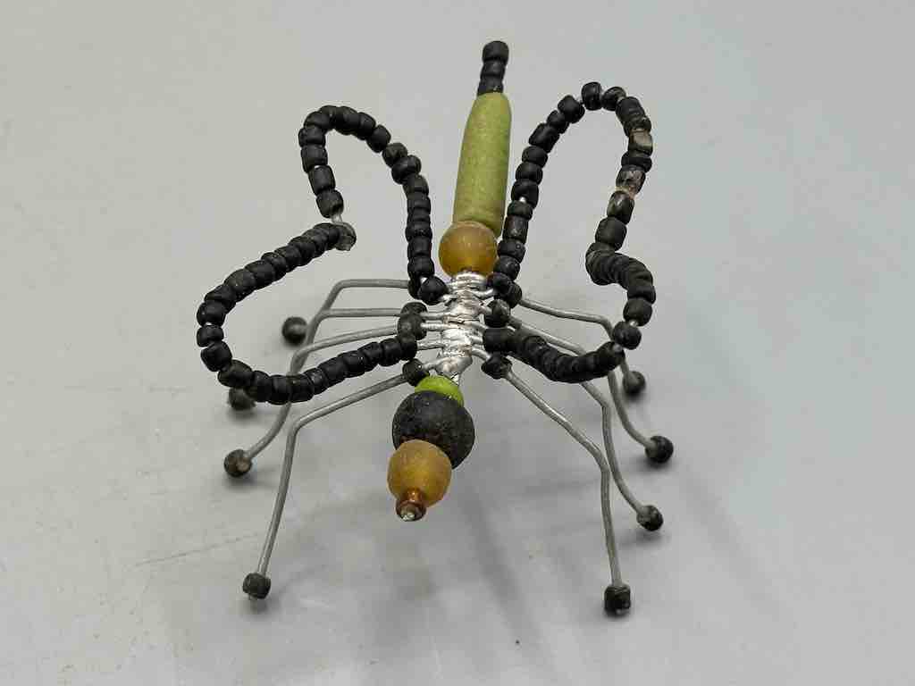 Beaded Wire Decor African Powderglass Black Butterfly Insect