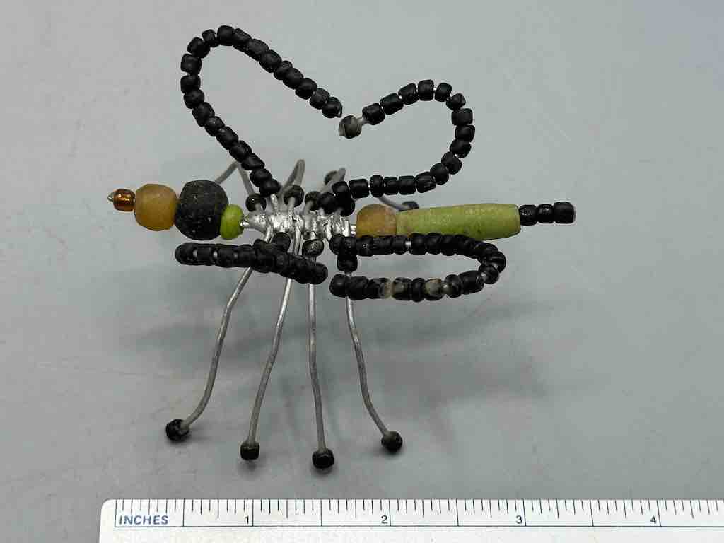 Beaded Wire Decor African Powderglass Black Butterfly Insect