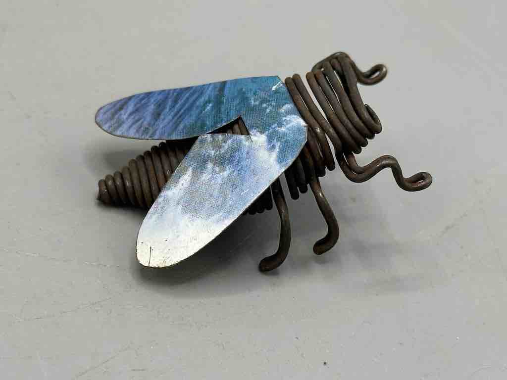 Recycled Metal Coiled Wire Decor African Black Fly Insect
