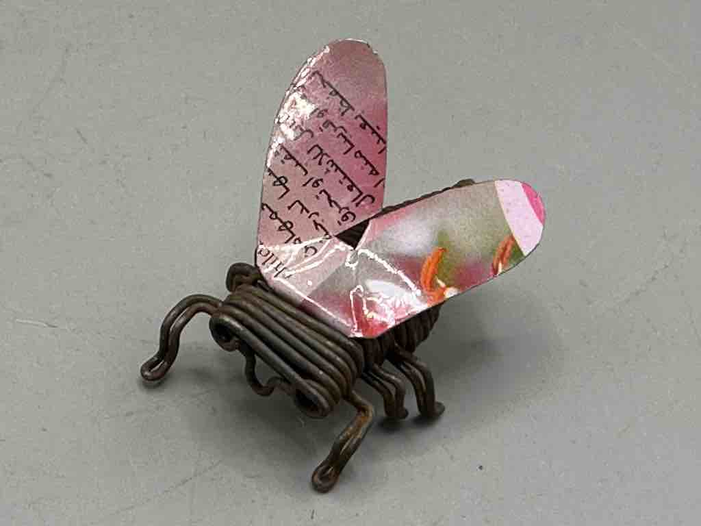 Recycled Metal Coiled Wire Decor African Black Fly Insect